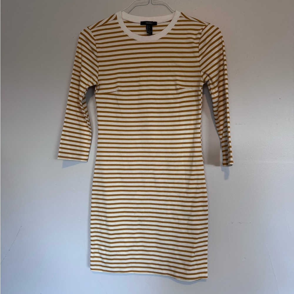 Forever 21 Brown and White Striped Dress